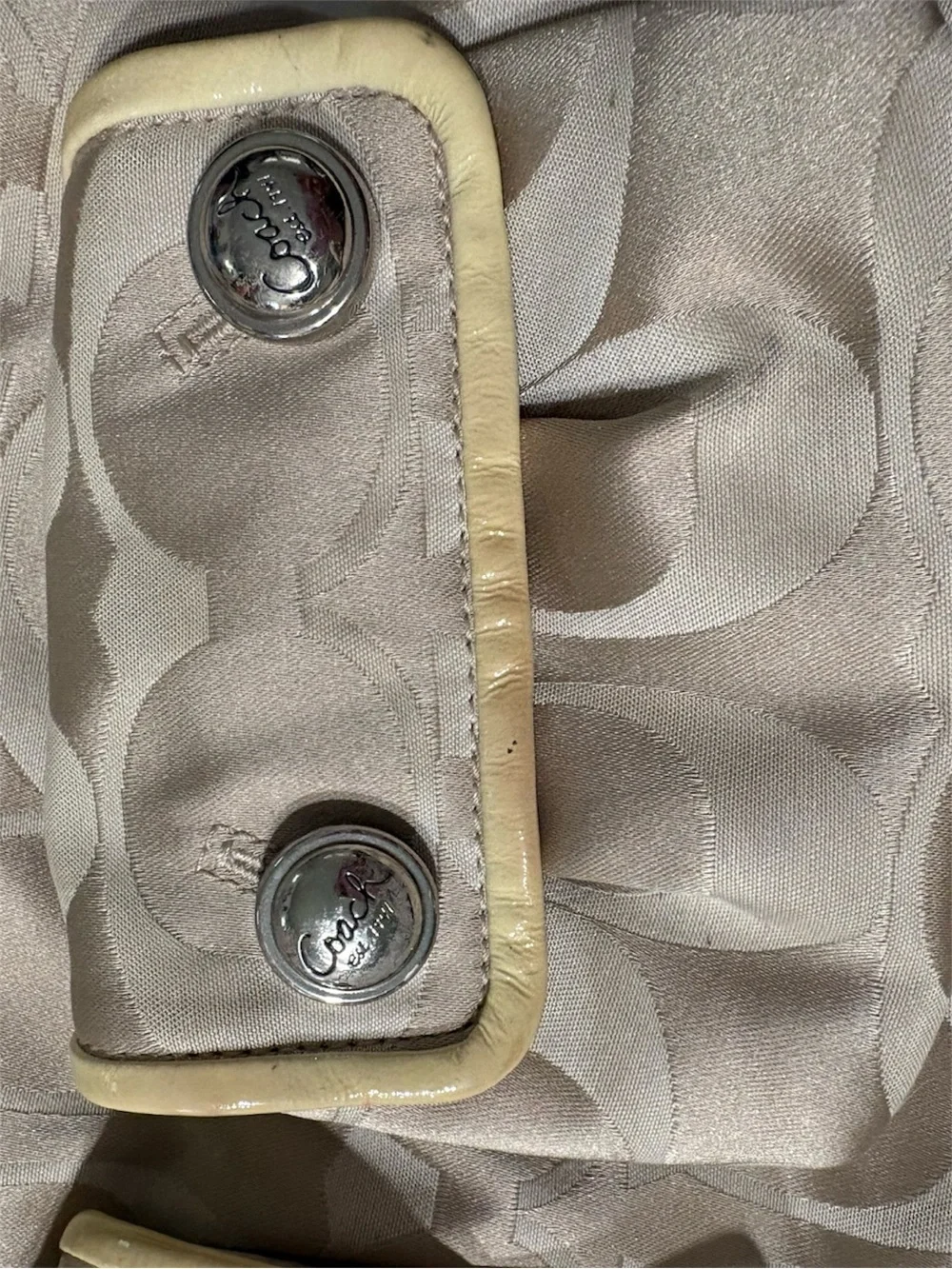 Coach Beige Signature Hobo with Yellow Trim